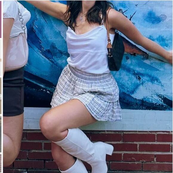 NEW AERIE PLAID ROCK N RUFFLE PRINTED MINI SKIRT SZ M - Picture 2 of 13